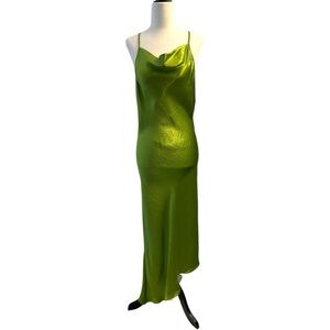 Nomia Crossback Bias Slip Dress Kiwi Green Adjustable Straps Size 8 Like New